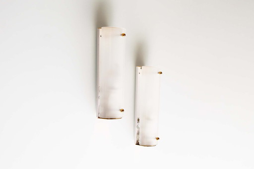 2X Messing und Opaline Vintage Wandleuchten