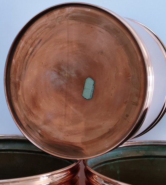 Image 1 of Drei Cache-Pot Kupfer Zylindrische Design Holland Vintage