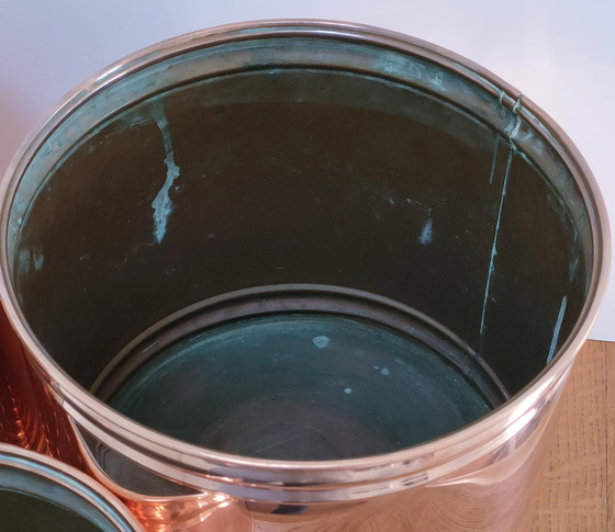 Image 1 of Drei Cache-Pot Kupfer Zylindrische Design Holland Vintage
