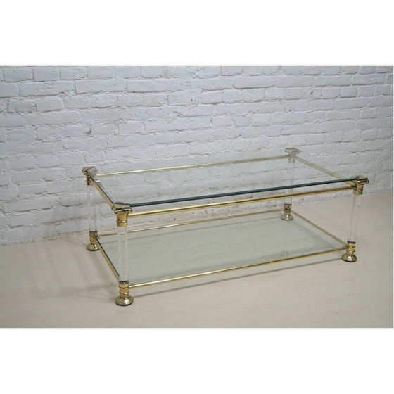 Image 1 of Vintage Couchtisch aus Metall, Lucite und Glas, Italien 1970