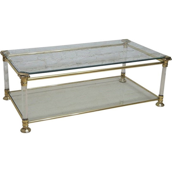 Image 1 of Vintage Couchtisch aus Metall, Lucite und Glas, Italien 1970