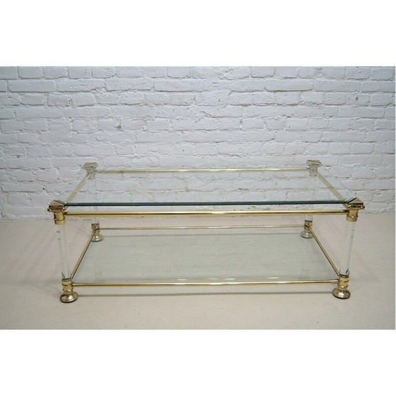 Image 1 of Vintage Couchtisch aus Metall, Lucite und Glas, Italien 1970