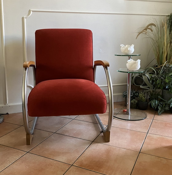 Image 1 of Tubax -Rohrsessel mit Holzarmlehnen