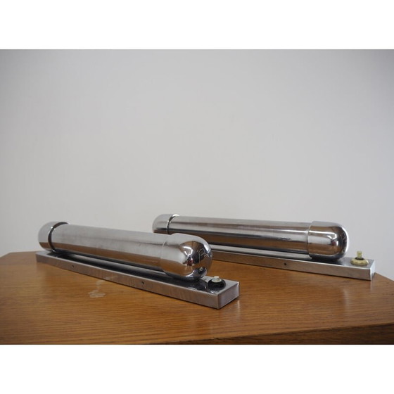 Image 1 of Paar Bauhaus-Wandlampen aus Chrom, 1930er Jahre