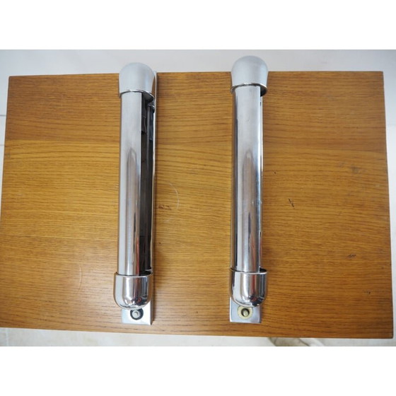 Image 1 of Paar Bauhaus-Wandlampen aus Chrom, 1930er Jahre