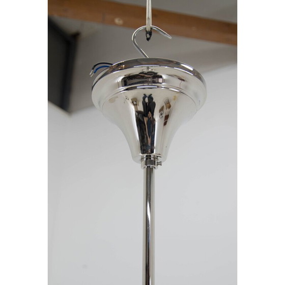 Image 1 of Satz von 3 Vintage Art Deco Pendelleuchten mit Opalglasschirmen