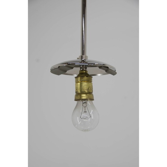 Image 1 of Satz von 3 Vintage Art Deco Pendelleuchten mit Opalglasschirmen