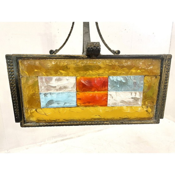 Image 1 of Vintage-Kronleuchter aus farbigem Glas von Poliarte, Italien 1970