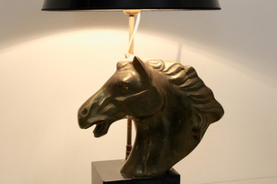 Image 1 of Französische 'Cheval' Pferdekopf-Tischlampe