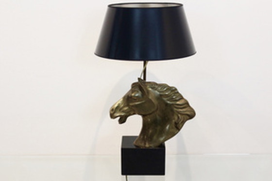 Image 1 of Französische 'Cheval' Pferdekopf-Tischlampe