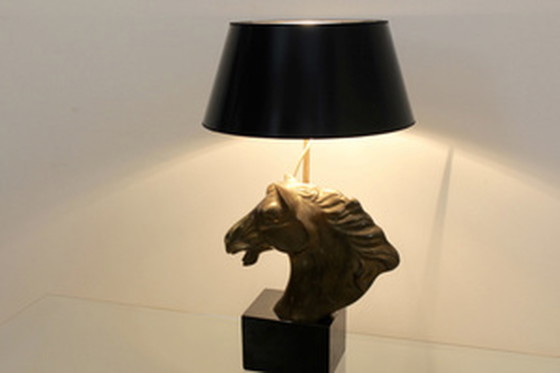 Image 1 of Französische 'Cheval' Pferdekopf-Tischlampe