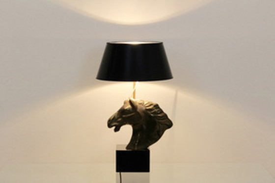 Image 1 of Französische 'Cheval' Pferdekopf-Tischlampe