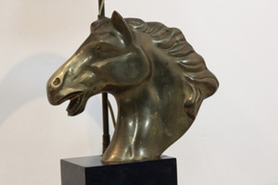 Image 1 of Französische 'Cheval' Pferdekopf-Tischlampe