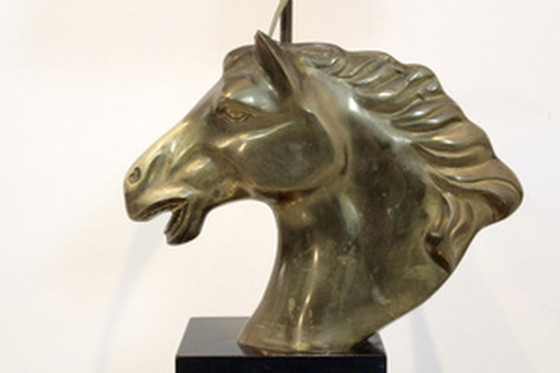 Image 1 of Französische 'Cheval' Pferdekopf-Tischlampe