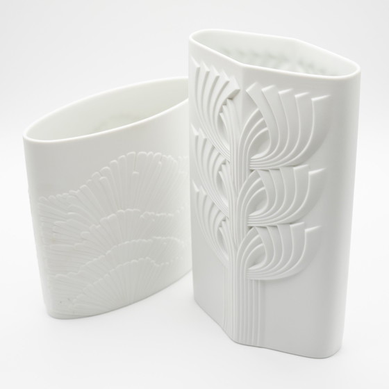 Image 1 of Rosenthal Rosemonde Nairac Bisque Porzellan Vase Duo Lebensbaum&Anemone Op-Art