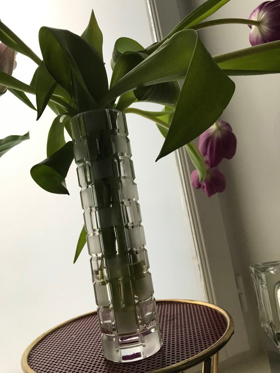 Image 1 of Vintage Vase - Handgeschnittenes Kristallglas - Bauhaus - Schott Zwiesel - 1950