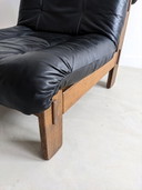 Brutalistischer Zwart Lederen Lounge Chair