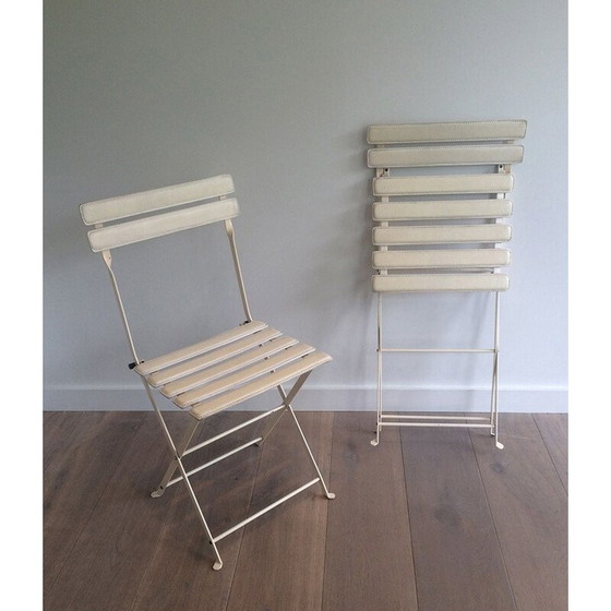 Image 1 of Paar Vintage-Klappstühle aus Metall und Kunstleder, 1970