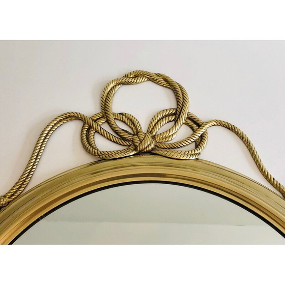 Image 1 of Ovaler Vintage-Spiegel aus Messing, Frankreich 1970