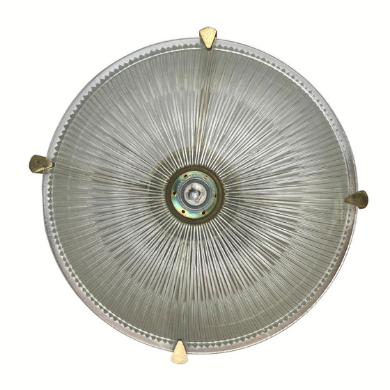 Image 1 of Art Deco Holophan Glas und Messing Wandlampen, 1970er