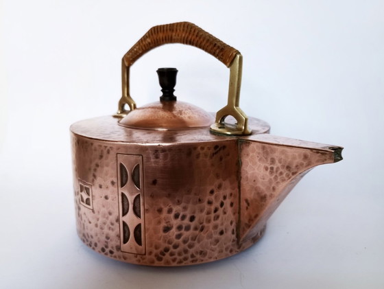 Image 1 of Wmf Secessionist/Jugendstil Hammered Brass & Copper Kettle Teapot Cca. 1905