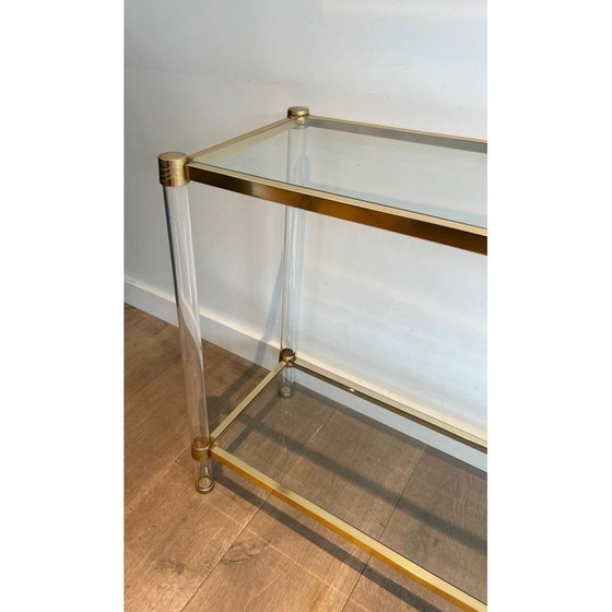 Image 1 of Vintage-Konsole aus Plexiglas und vergoldetem Metall, 1970