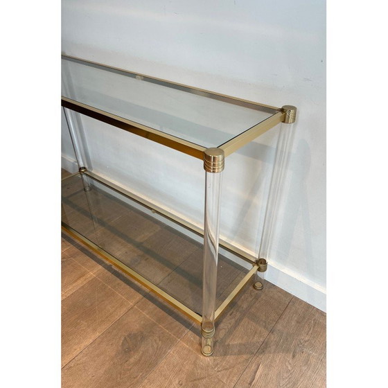 Image 1 of Vintage-Konsole aus Plexiglas und vergoldetem Metall, 1970