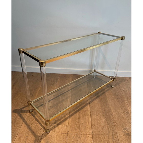Image 1 of Vintage-Konsole aus Plexiglas und vergoldetem Metall, 1970
