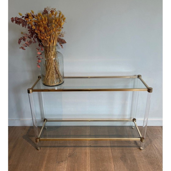Image 1 of Vintage-Konsole aus Plexiglas und vergoldetem Metall, 1970