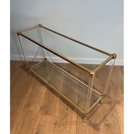 Image 1 of Vintage-Konsole aus Plexiglas und vergoldetem Metall, 1970