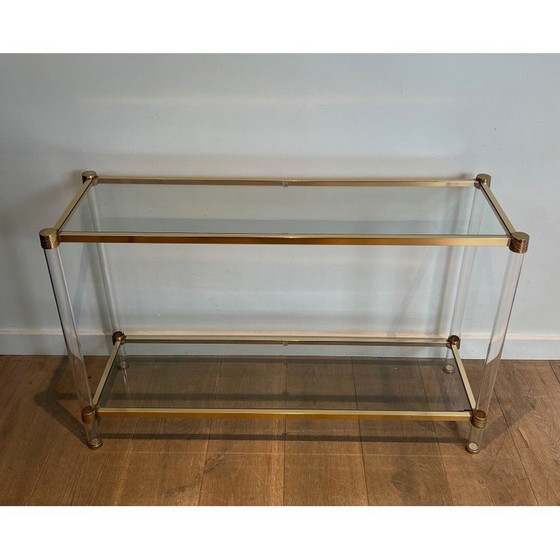Image 1 of Vintage-Konsole aus Plexiglas und vergoldetem Metall, 1970