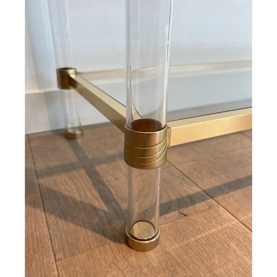 Image 1 of Vintage-Konsole aus Plexiglas und vergoldetem Metall, 1970