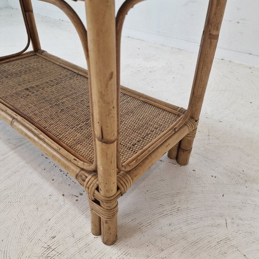 Vintage-Regal aus Bambus und Rattan, Italien 1970