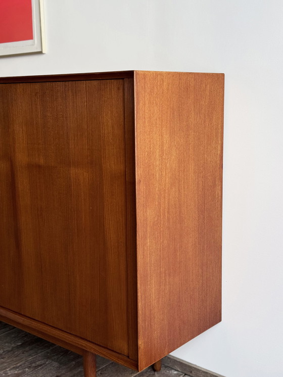 Image 1 of Large Danish Mid-Century Modern Teak Sideboard with Tambour Doors by Arne Vodder for Sibast