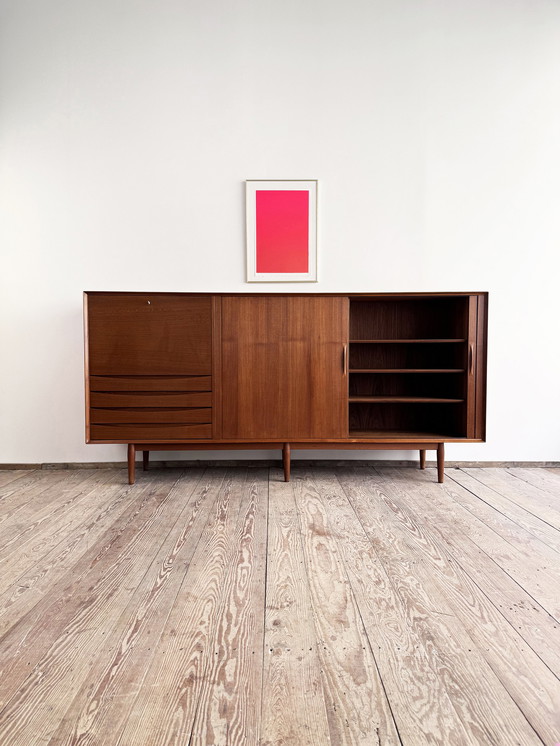 Image 1 of Large Danish Mid-Century Modern Teak Sideboard with Tambour Doors by Arne Vodder for Sibast