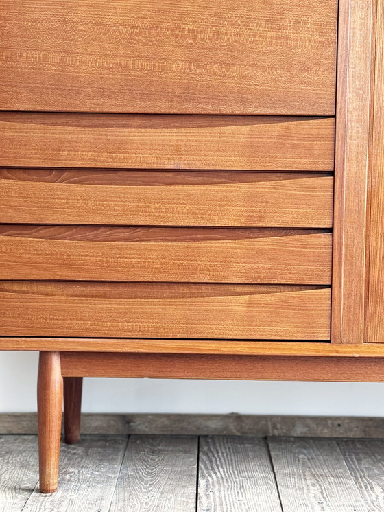 Image 1 of Large Danish Mid-Century Modern Teak Sideboard with Tambour Doors by Arne Vodder for Sibast