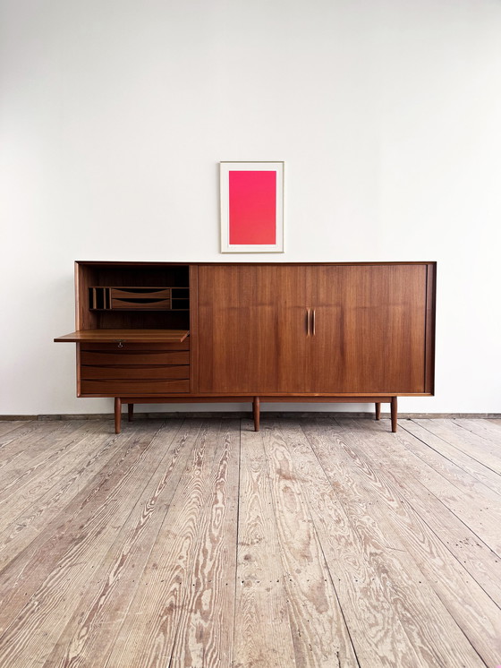 Image 1 of Large Danish Mid-Century Modern Teak Sideboard with Tambour Doors by Arne Vodder for Sibast