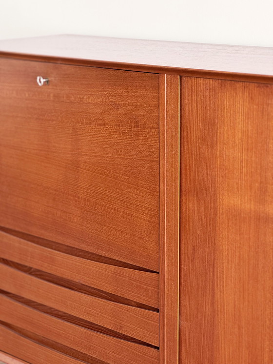 Image 1 of Large Danish Mid-Century Modern Teak Sideboard with Tambour Doors by Arne Vodder for Sibast
