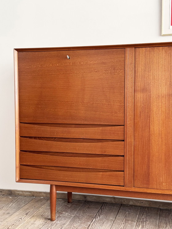 Image 1 of Large Danish Mid-Century Modern Teak Sideboard with Tambour Doors by Arne Vodder for Sibast