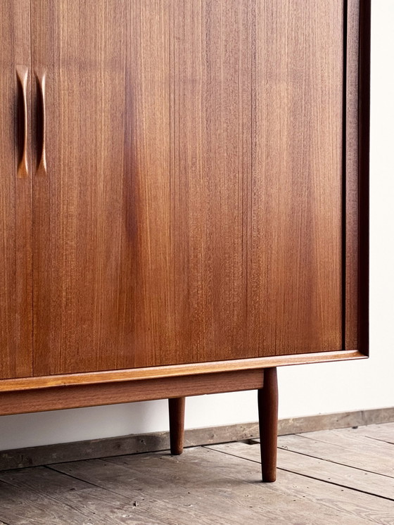 Image 1 of Large Danish Mid-Century Modern Teak Sideboard with Tambour Doors by Arne Vodder for Sibast