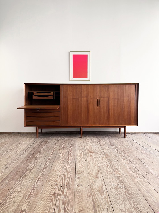 Image 1 of Large Danish Mid-Century Modern Teak Sideboard with Tambour Doors by Arne Vodder for Sibast