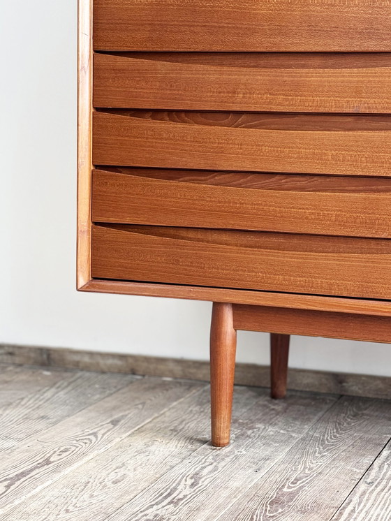Image 1 of Large Danish Mid-Century Modern Teak Sideboard with Tambour Doors by Arne Vodder for Sibast