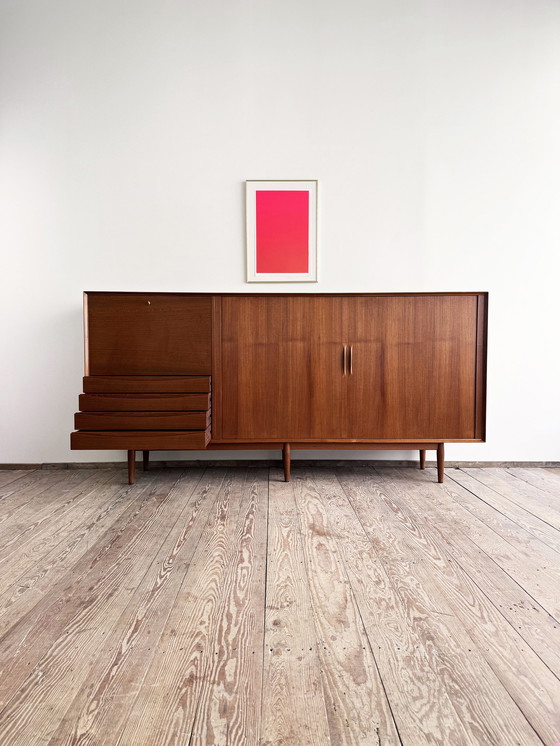 Image 1 of Large Danish Mid-Century Modern Teak Sideboard with Tambour Doors by Arne Vodder for Sibast