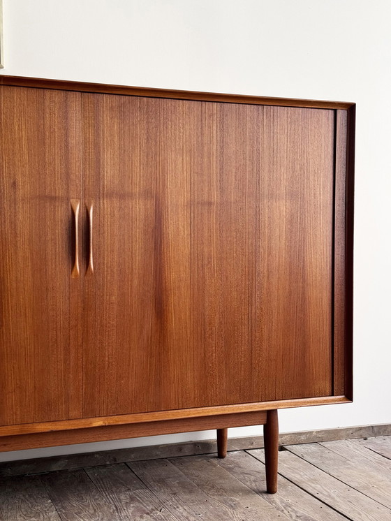 Image 1 of Large Danish Mid-Century Modern Teak Sideboard with Tambour Doors by Arne Vodder for Sibast