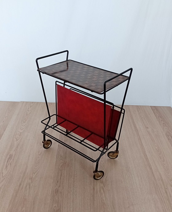 Image 1 of Zeitschriftenständer aus den 50er Jahren mit Flaschenhalter