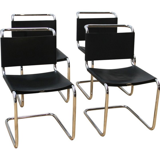 Image 1 of Satz von 4 Stühlen aus verchromtem Aluminium und Leder B33 von Marcel Breuer, 1960