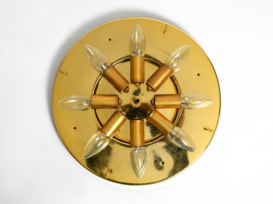 Image 1 of Wunderschöne große 1970S Palwa Messing Decke oder Wandlampe mit facettierten Kristallsteinen