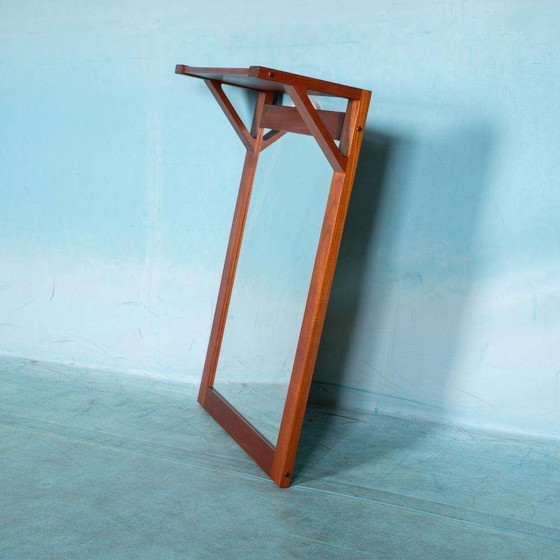 Image 1 of Dänischer Teakholzspiegel mit Hutablage aus den 1960er Jahren