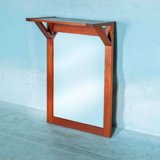 Image 1 of Dänischer Teakholzspiegel mit Hutablage aus den 1960er Jahren