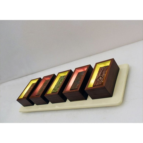 Image 1 of Vintage Wandlampenpaneel aus Holz, 1950er Jahre